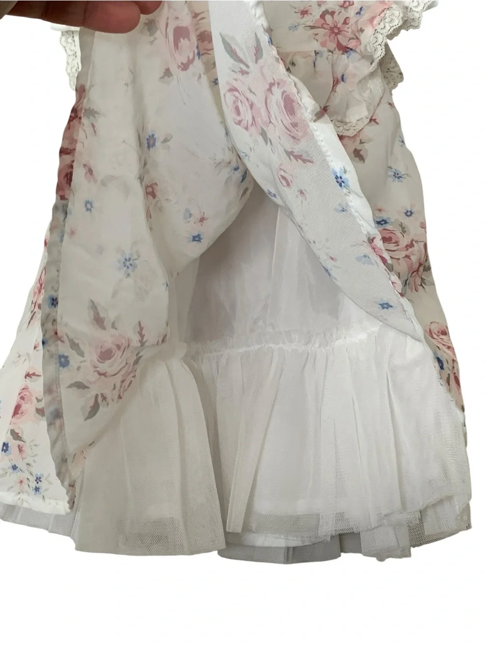 Edgehill Collection Baby Girl Lined Floral Dress Size 6M Lace Bows Tulle Ruffle